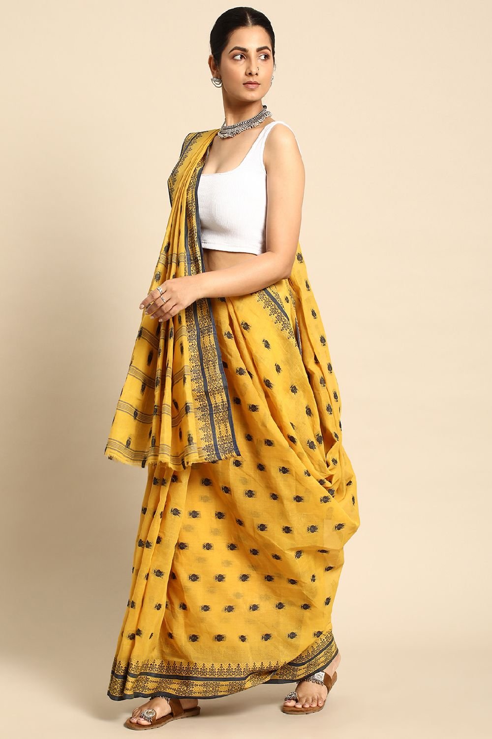 Yellow Cotton Saree