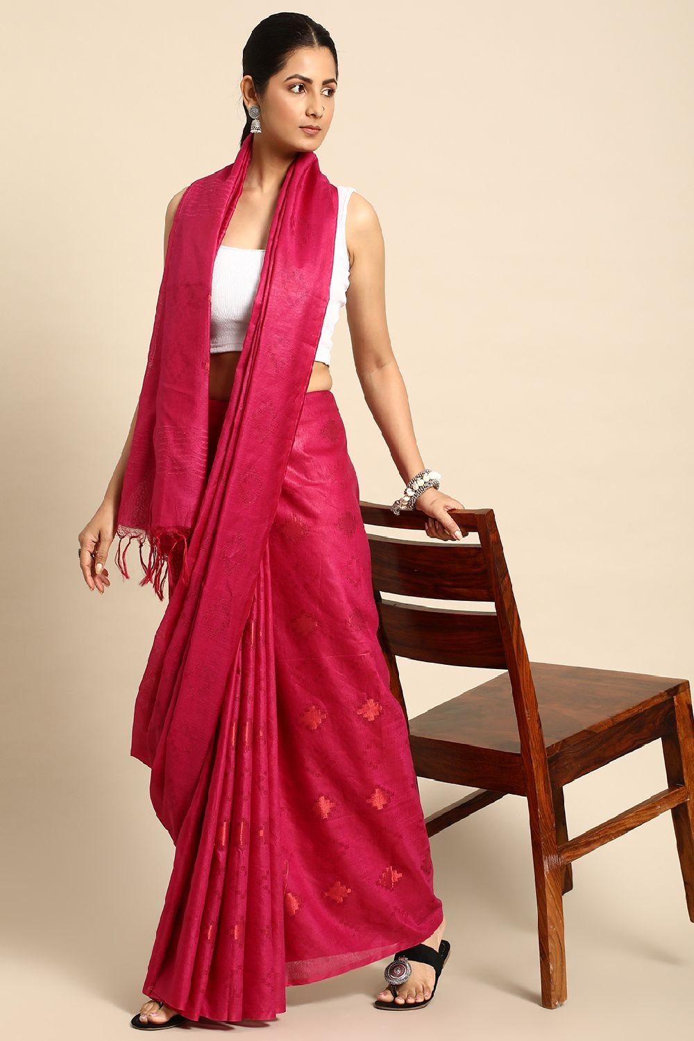 Pink Silk Blend Saree