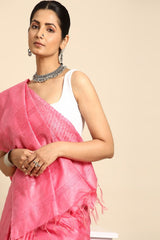 Pink Silk Blend Saree