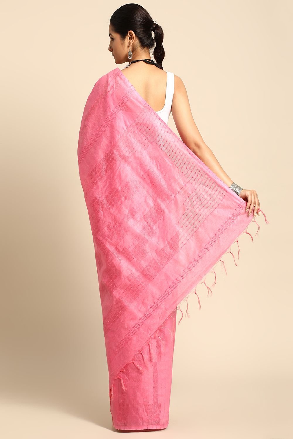 Pink Silk Blend Saree