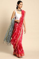 Pink Silk Blend Saree