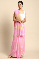 Pink Silk Blend Saree