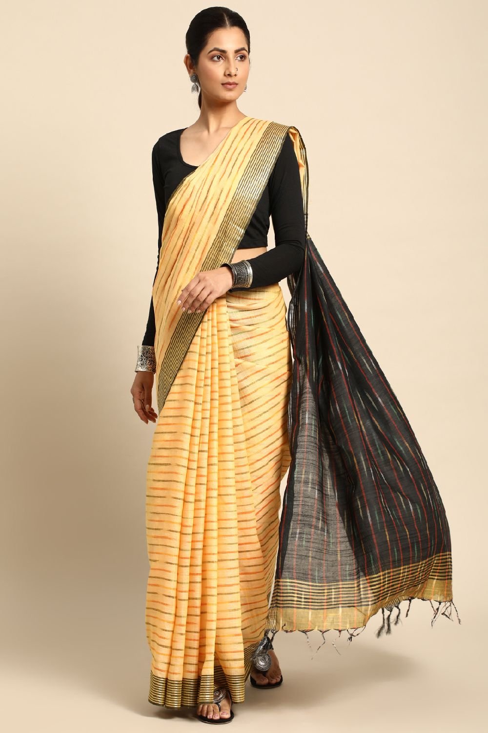 Yellow Cotton Saree