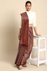 Brown Silk Blend Saree