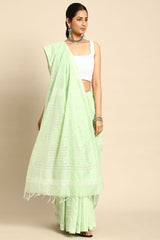 Green Silk Blend Saree