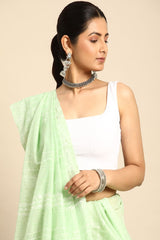 Green Silk Blend Saree