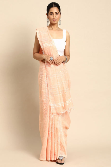 Peach Silk Blend Saree