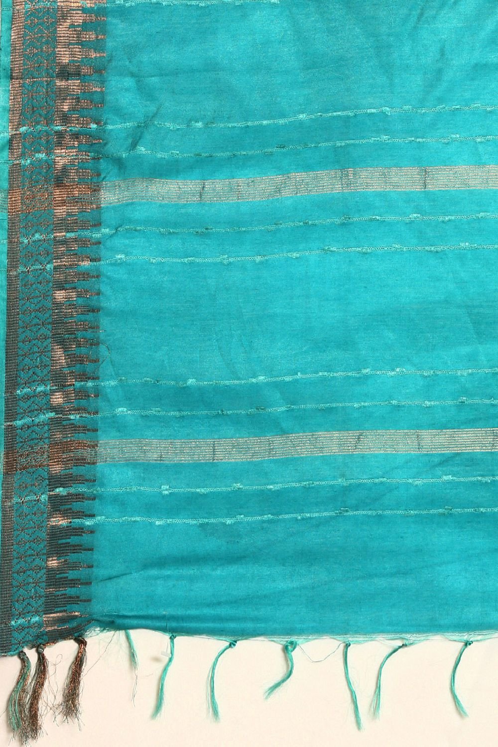 Turquoise Blue Silk Blend Saree