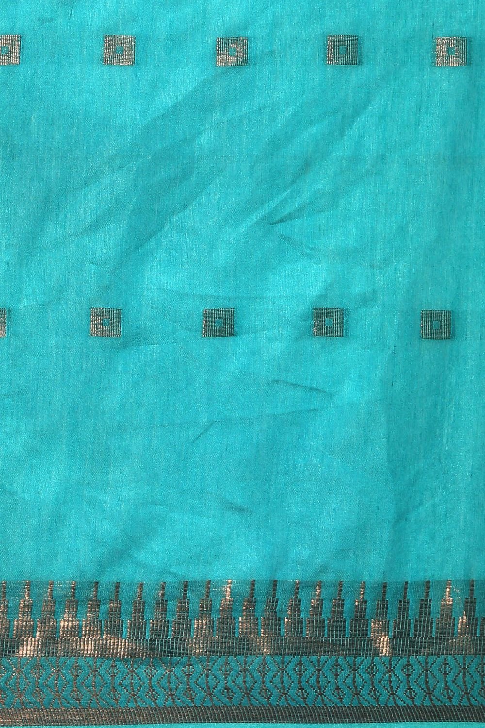 Turquoise Blue Silk Blend Saree