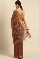 Brown Silk Blend Saree