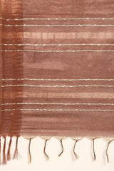 Brown Silk Blend Saree