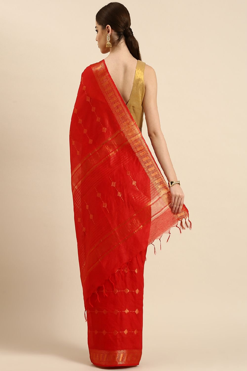 Red Silk Blend Saree