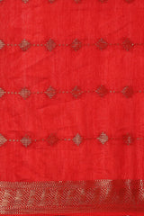 Red Silk Blend Saree