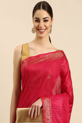 Pink Silk Blend Saree