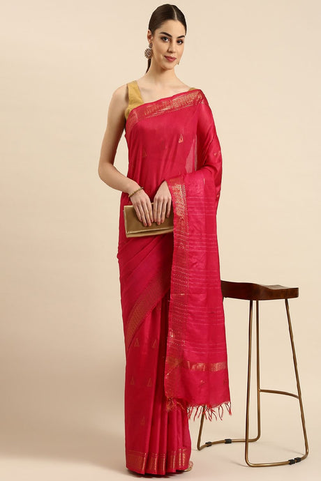 Pink Silk Blend Saree