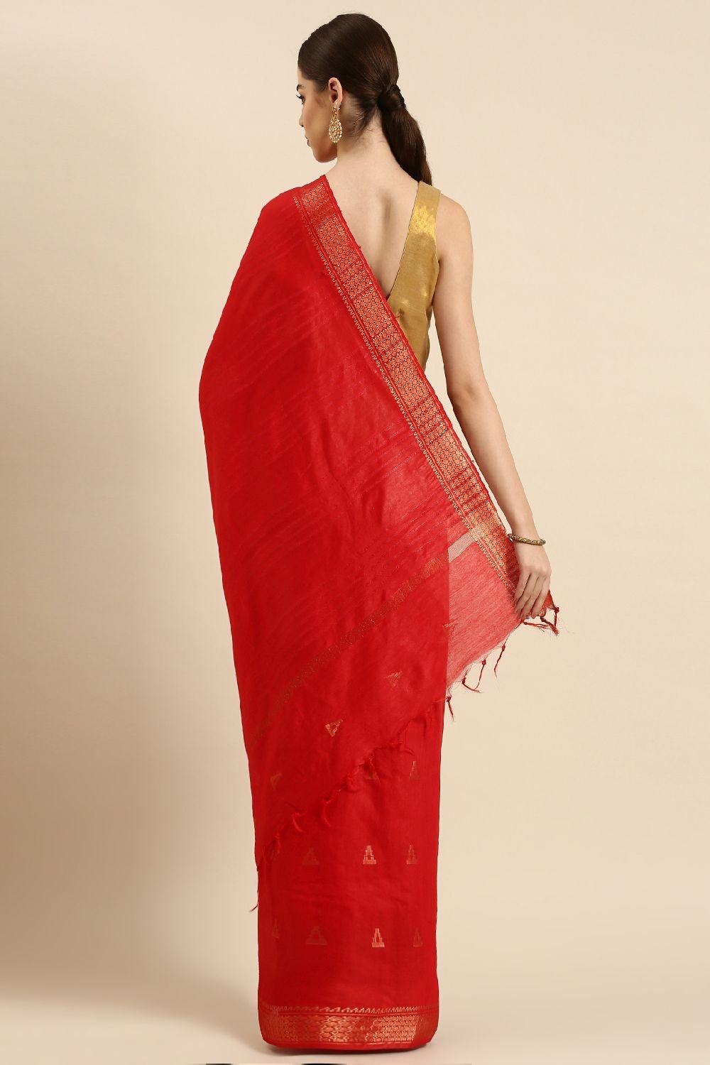 Red Silk Blend Saree