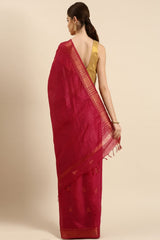 Red Silk Blend Saree