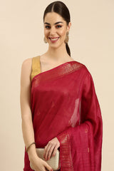 Red Silk Blend Saree