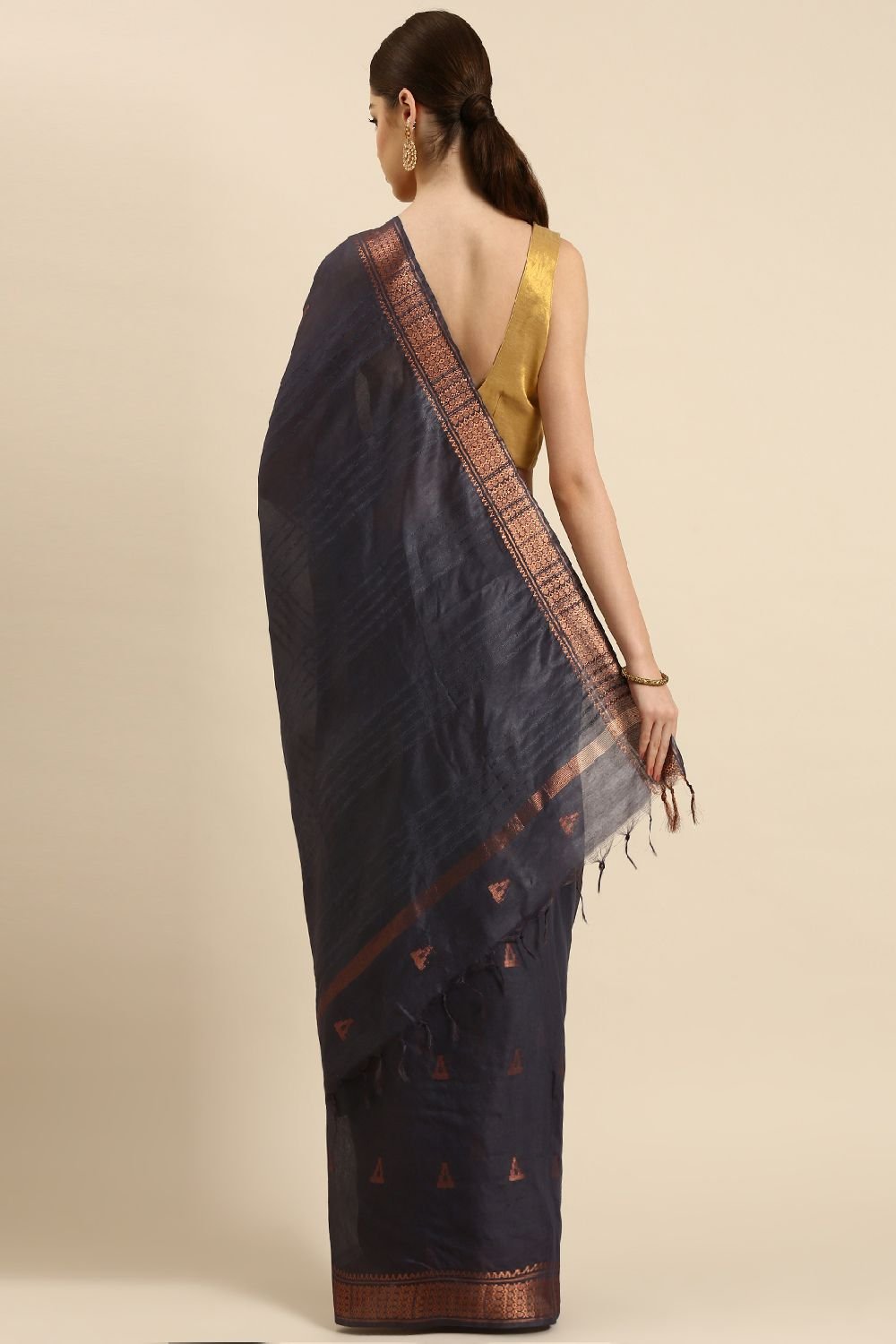 Grey Silk Blend Saree