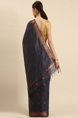 Grey Silk Blend Saree