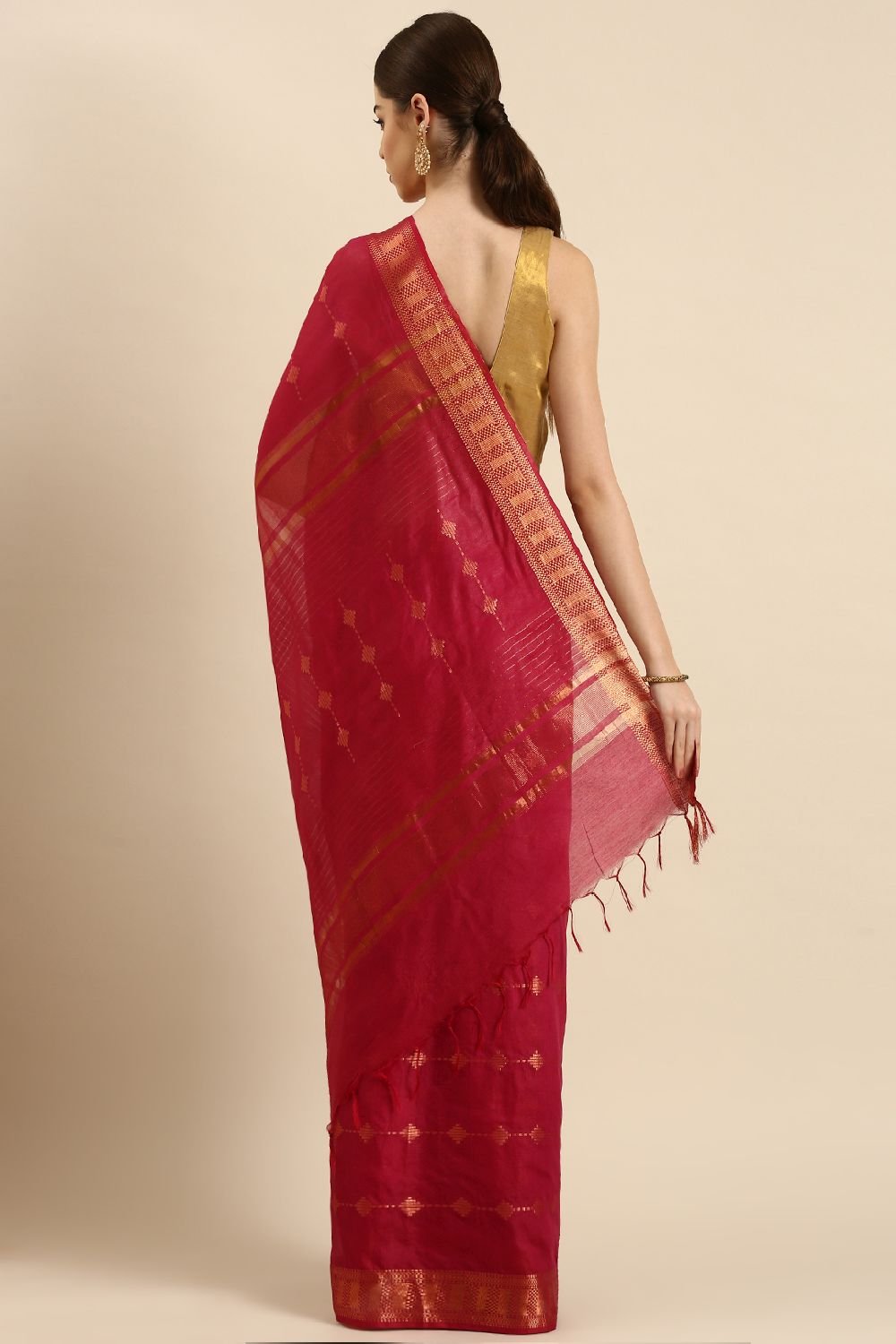 Magenta Silk Blend Saree