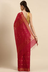 Magenta Silk Blend Saree