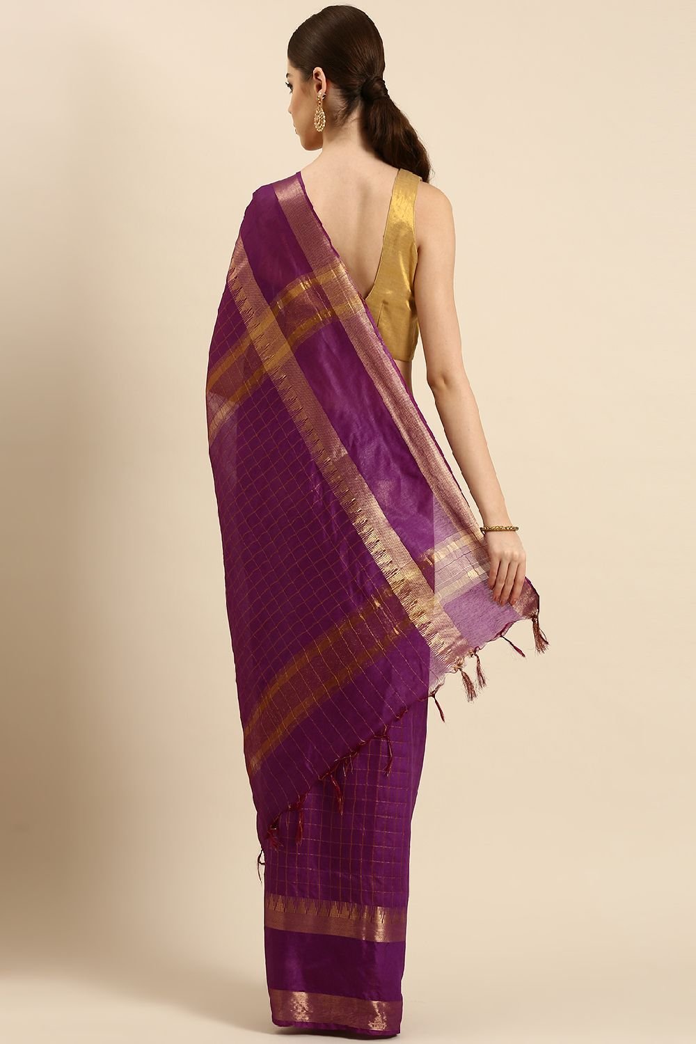 Magenta Silk Blend Saree