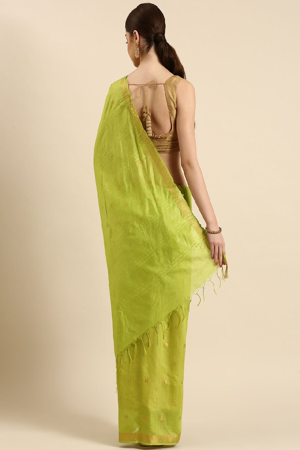 Green Silk Blend Saree