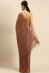 Brown Silk Blend Saree