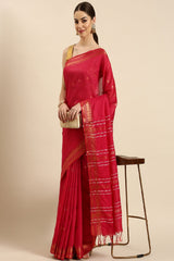 Pink Silk Blend Saree