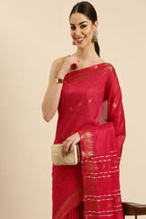 Pink Silk Blend Saree