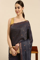 Grey Silk Blend Saree