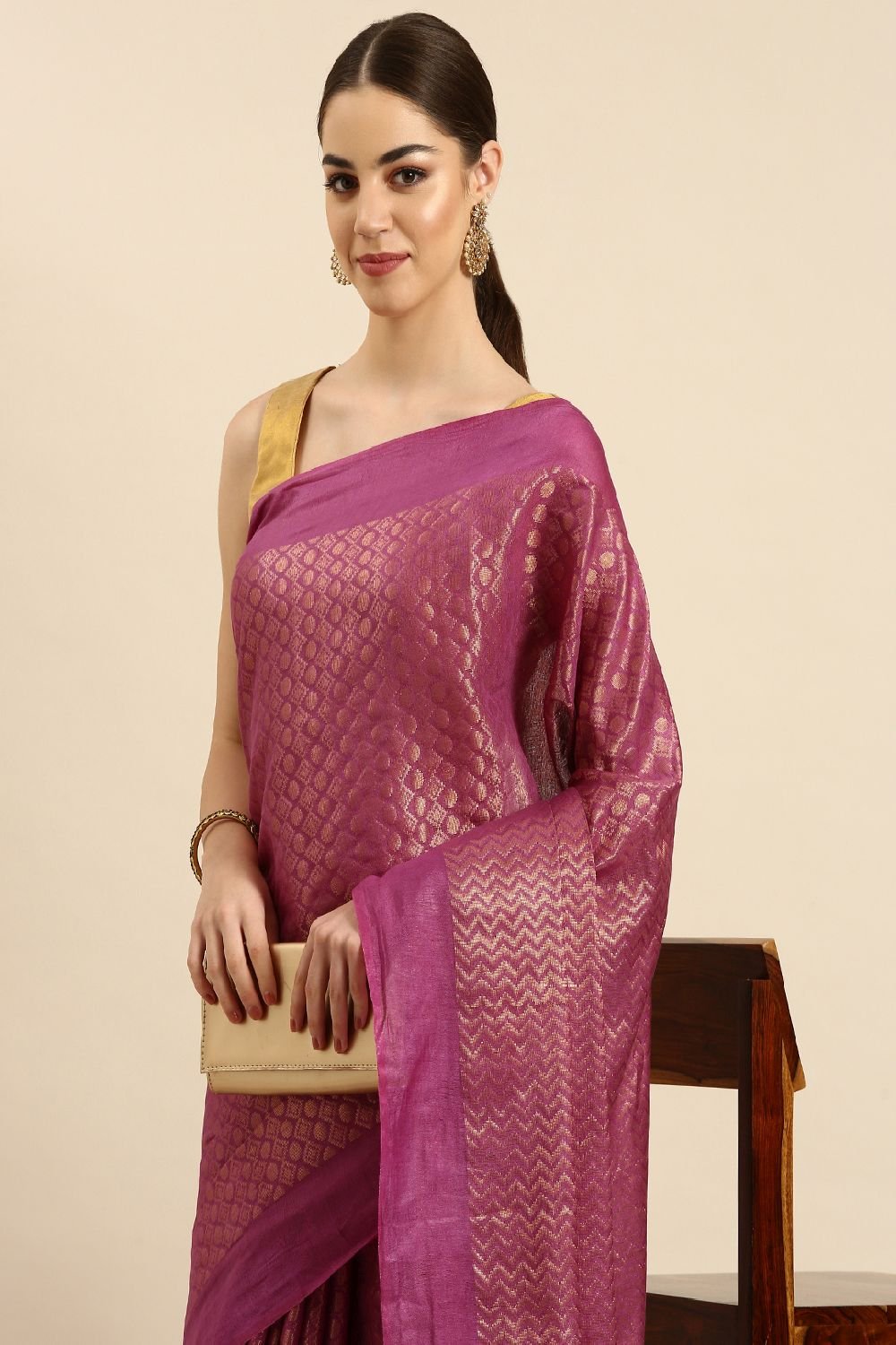 Purple Silk Blend Saree