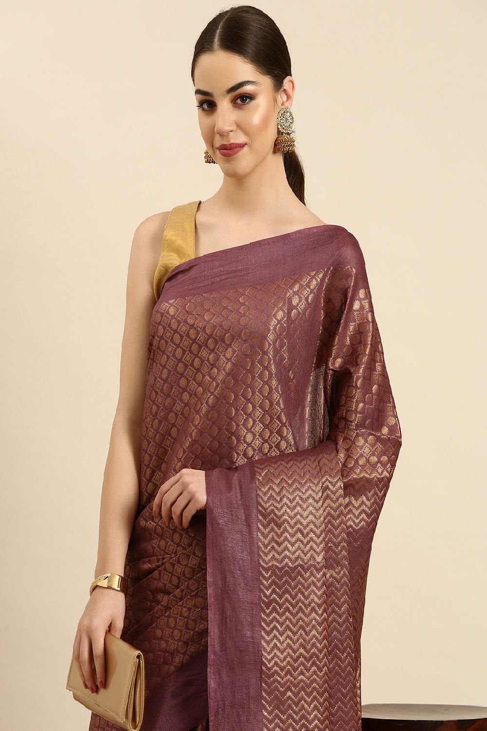 Maroon Silk Blend Saree