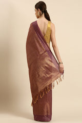 Maroon Silk Blend Saree