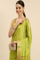 Green Silk Blend Saree