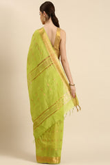 Green Silk Blend Saree