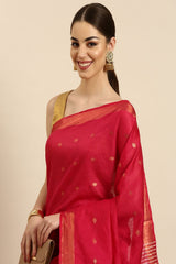 Red Silk Blend Saree