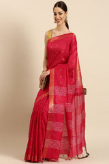 Red Silk Blend Saree