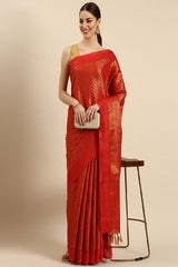 Red Silk Blend Saree