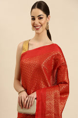 Red Silk Blend Saree