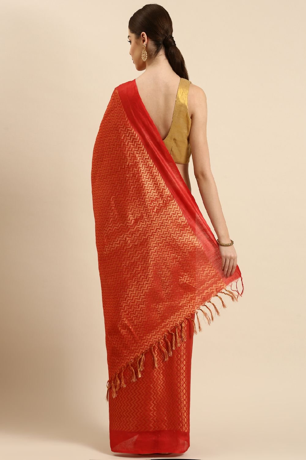 Red Silk Blend Saree