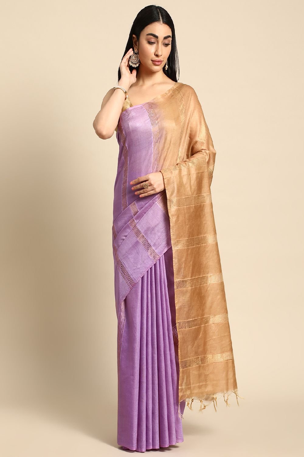 Purple Silk Blend Saree