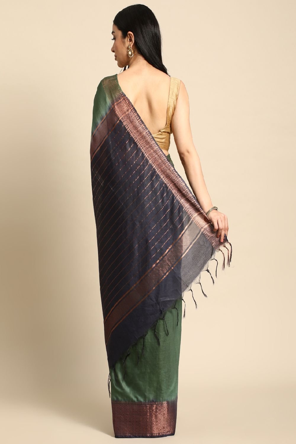 Green Silk Blend Saree