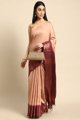 Peach Silk Blend Saree