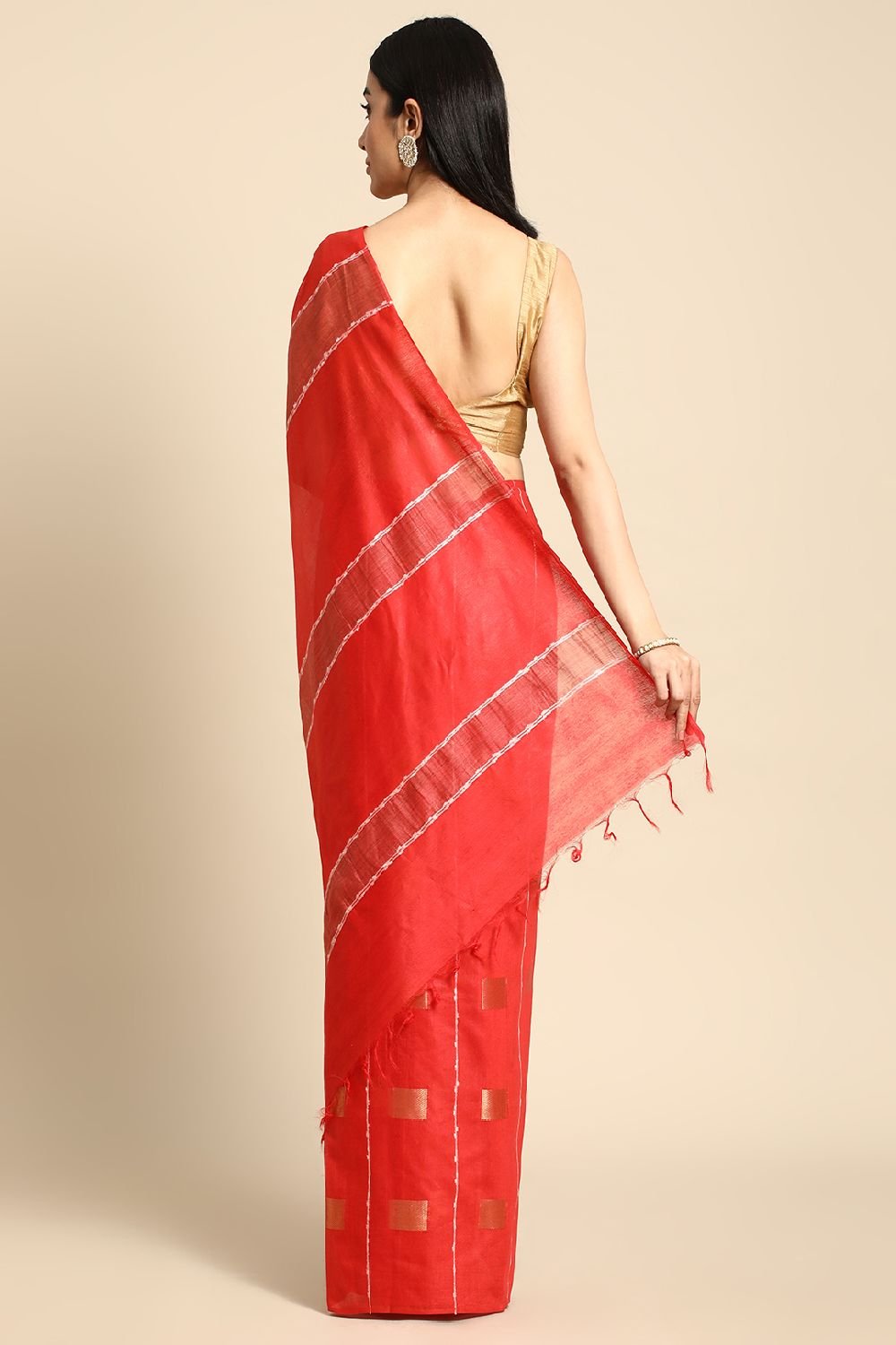 Red Silk Blend Saree