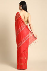 Red Silk Blend Saree