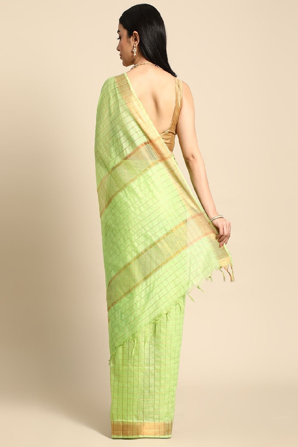 Green Silk Blend Saree