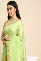 Green Silk Blend Saree