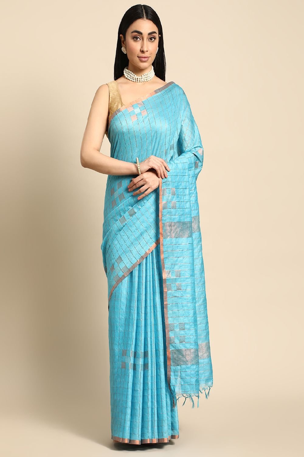 Blue Silk Blend Saree